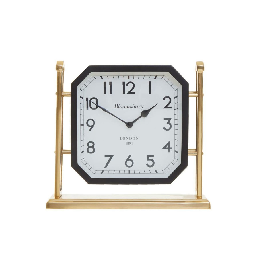 Accessories Fifty Five South Mantel Clocks | Hampstead Large Black And Gold Mantel Clock