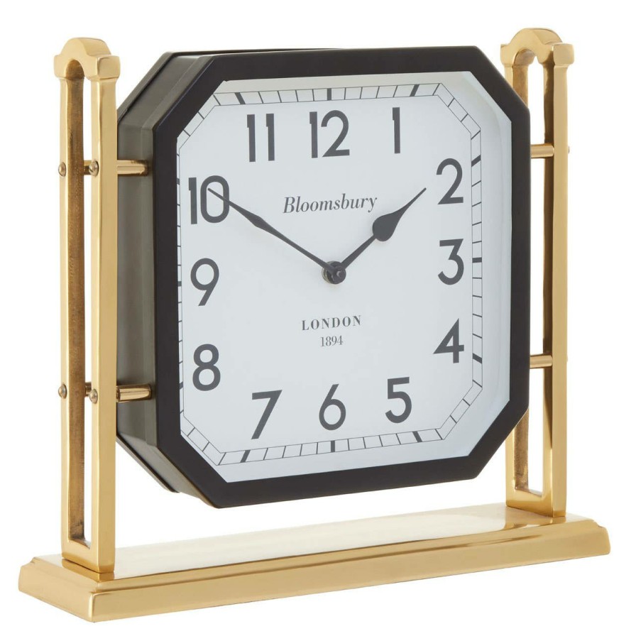 Accessories Fifty Five South Mantel Clocks | Hampstead Large Black And Gold Mantel Clock