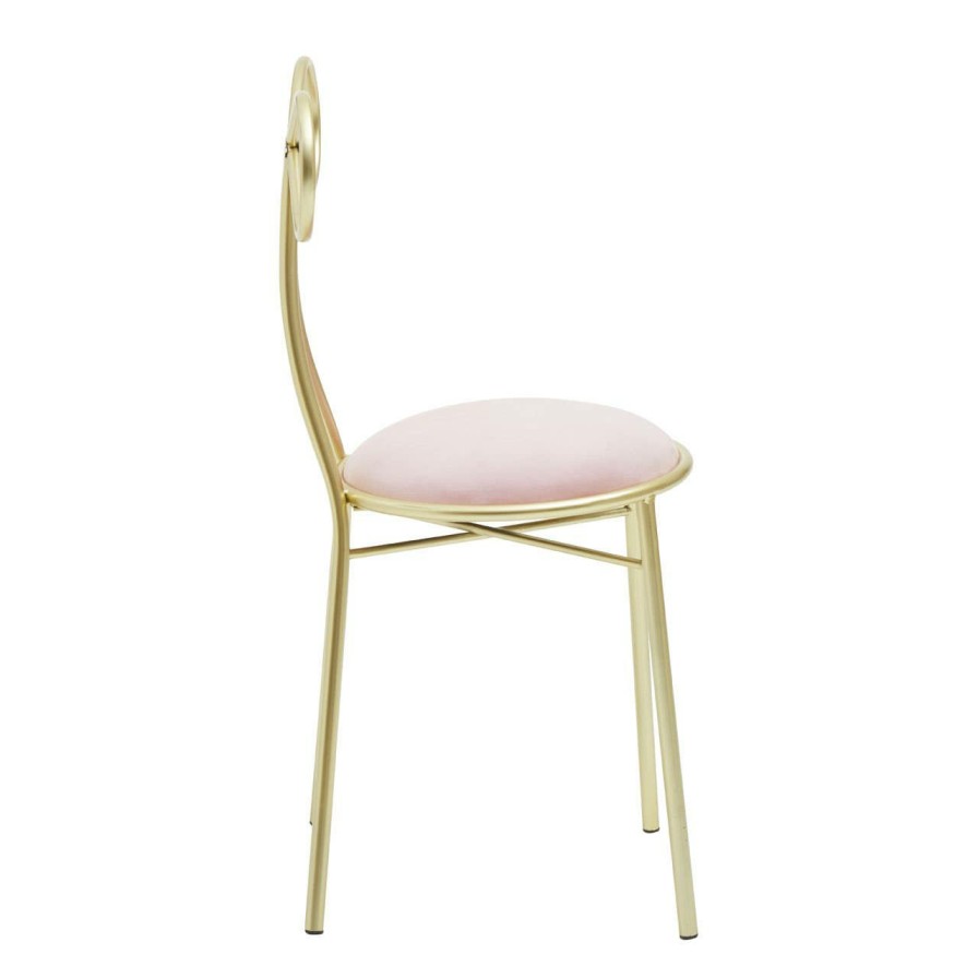 FURNITURE Premier Seating | Jolie Gold Bow Pink Velvet Chair