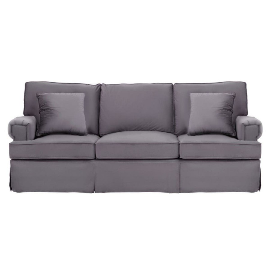 FURNITURE Fifty Five South Sofas | Ralph Three Seat Grey Velvet Sofa