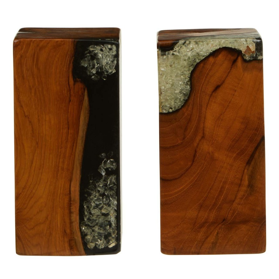 Accessories Fifty Five South Bookends | Sakra Set Of 2 Burnt Effect Bookends