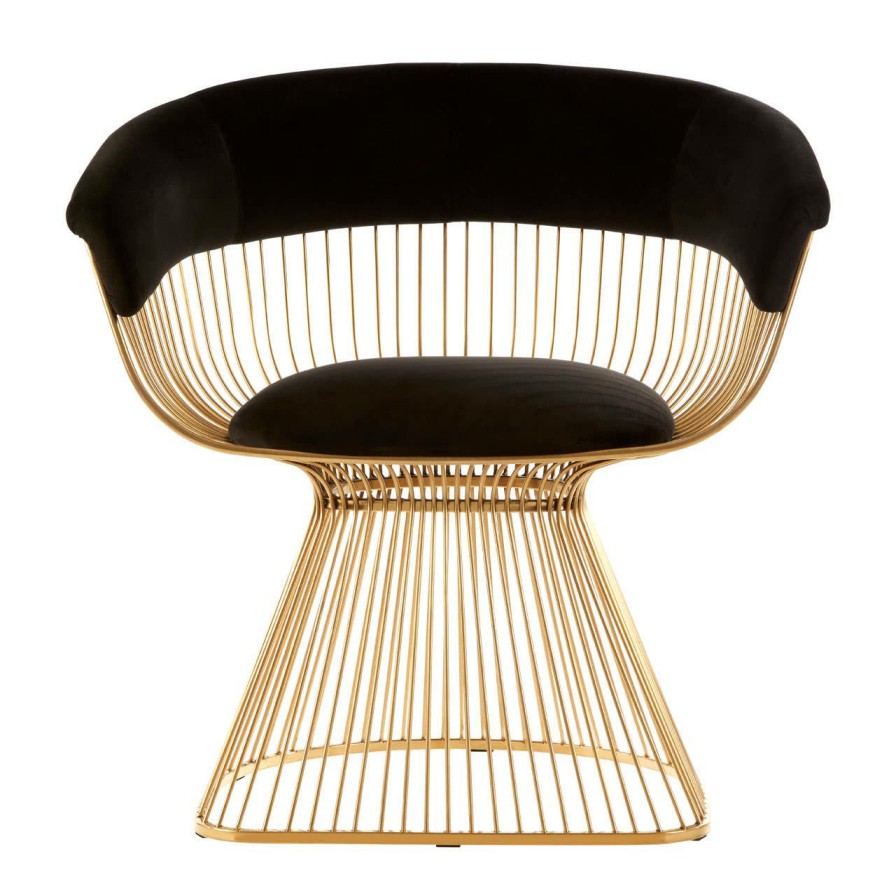 FURNITURE Fifty Five South Conservatory | Vogue Black Velvet And Gold Finish Chair