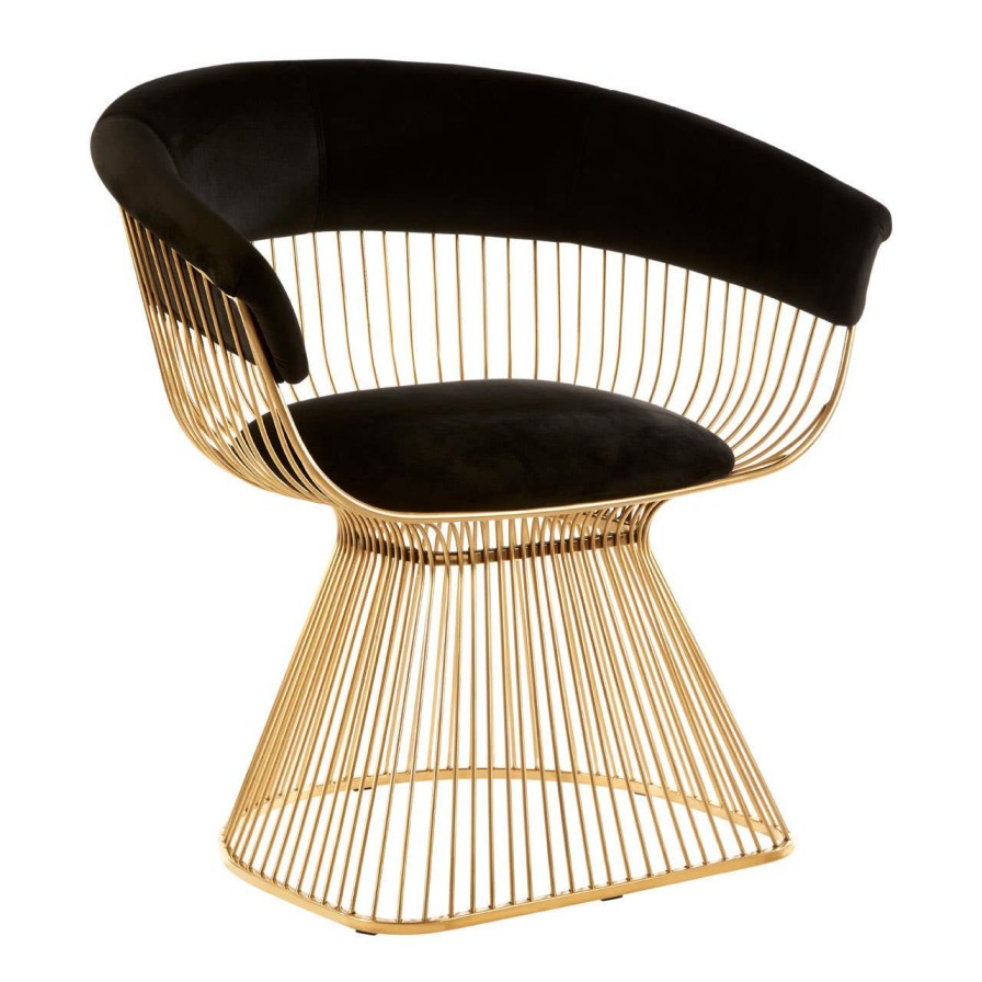 FURNITURE Fifty Five South Conservatory | Vogue Black Velvet And Gold Finish Chair