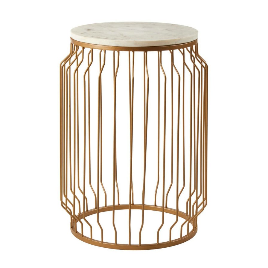 FURNITURE Premier Side Tables | Shalimar Marble Round Side Table With Wireframe Base