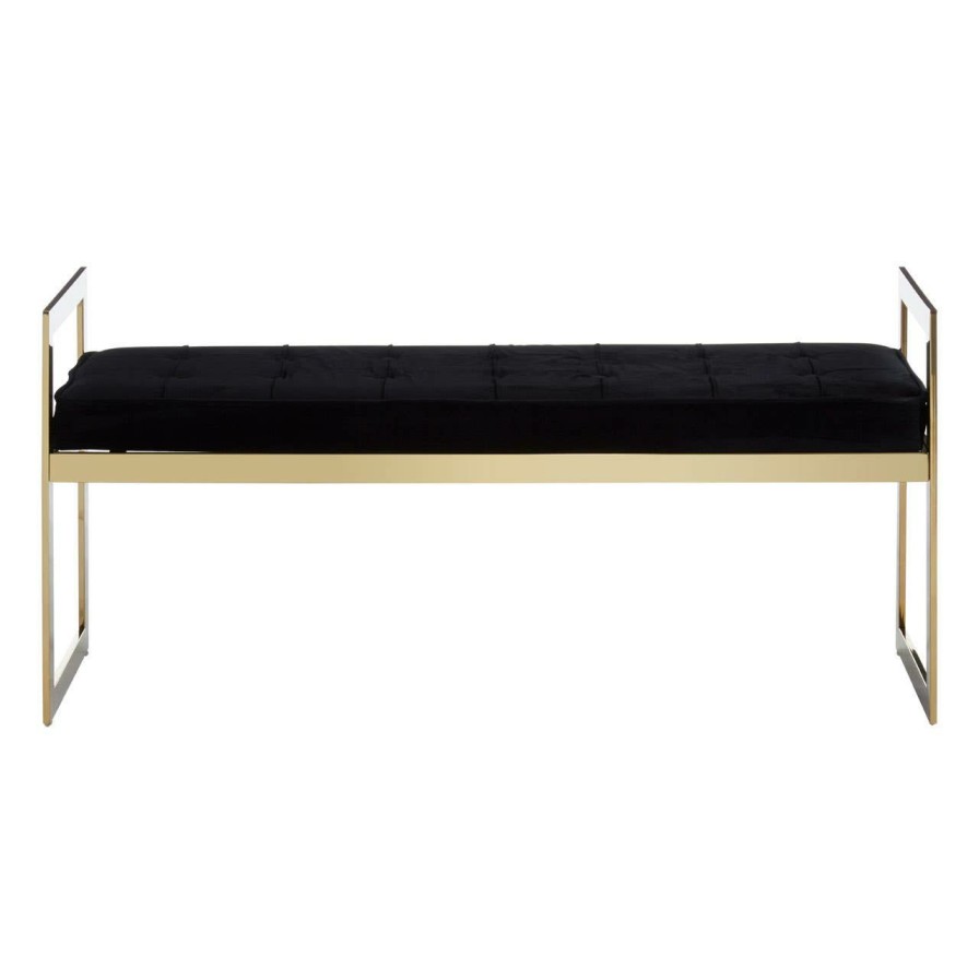 FURNITURE Premier Benches | Allure Black Seat And Gold Metal Frame Bench