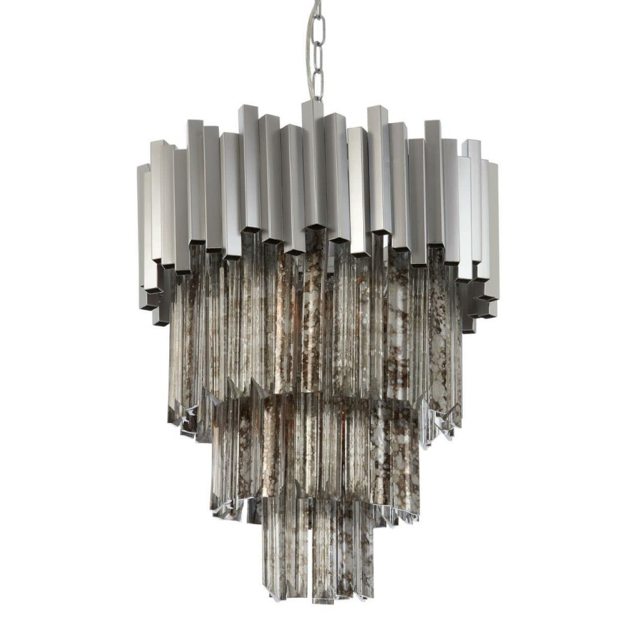 Accessories Fifty Five South Chandeliers | Lustra Large Nickel Painted Chandelier