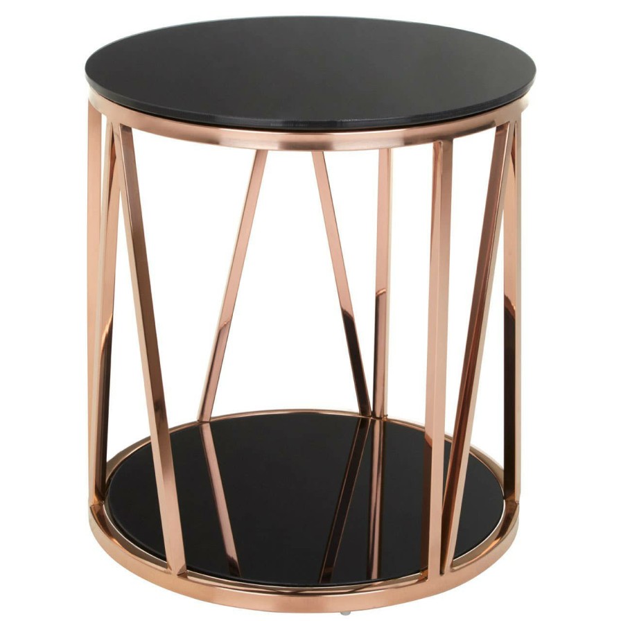 FURNITURE Fifty Five South Side Tables | Alvaro Rose Gold Side Table