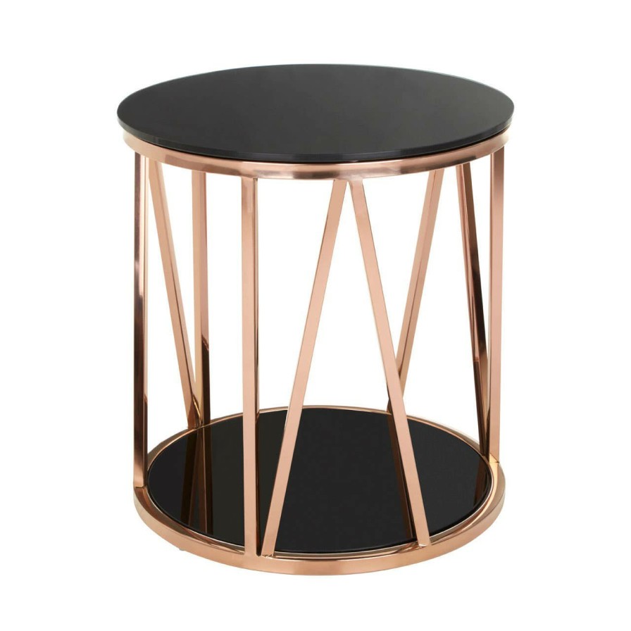 FURNITURE Fifty Five South Side Tables | Alvaro Rose Gold Side Table