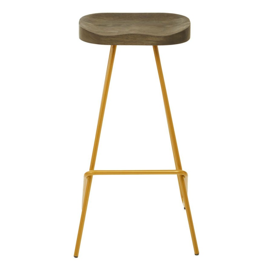 FURNITURE Premier Bar Seating | District Elm Wood Bar Stool With Metal Legs