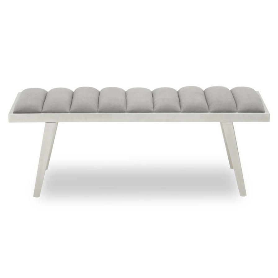 FURNITURE Fifty Five South Seating | Gilden Grey Bench With Splayed Legs