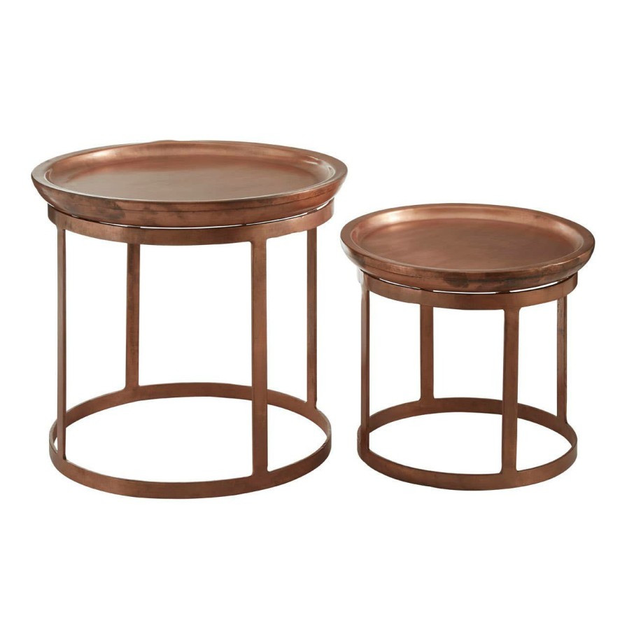 FURNITURE Premier Side Tables | Set Of Two Crest Copper Finish Iron Tables