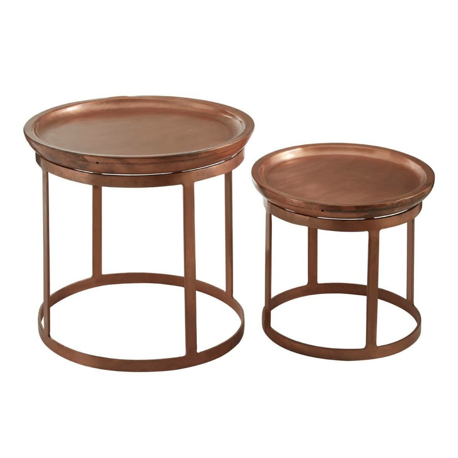 FURNITURE Premier Side Tables | Set Of Two Crest Copper Finish Iron Tables