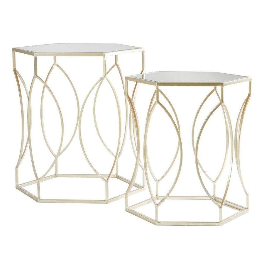 FURNITURE Premier Side Tables | Set Of Two Avantis Champagne Finish Tables