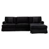 FURNITURE Fifty Five South Sofas | Ralph Three Seat Black Velvet Chaise Sofa