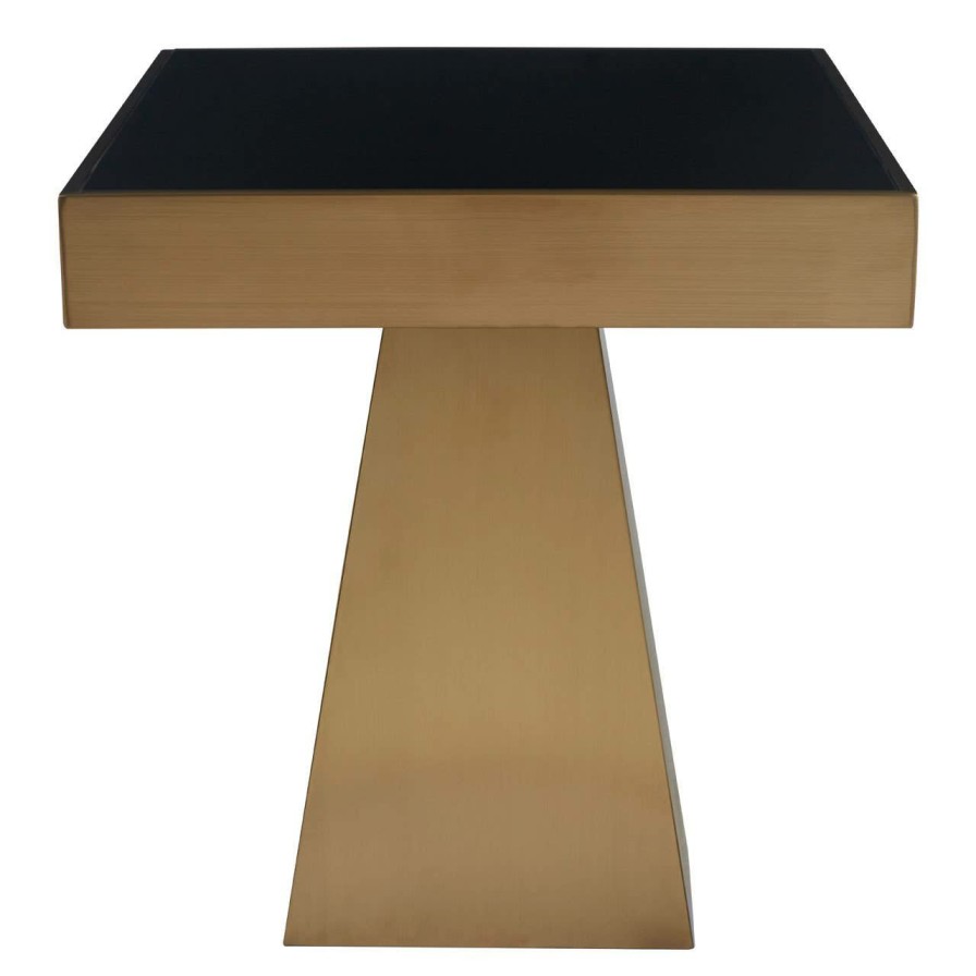 FURNITURE Fifty Five South Side Tables | Carlox Square Gold Finish Side Table