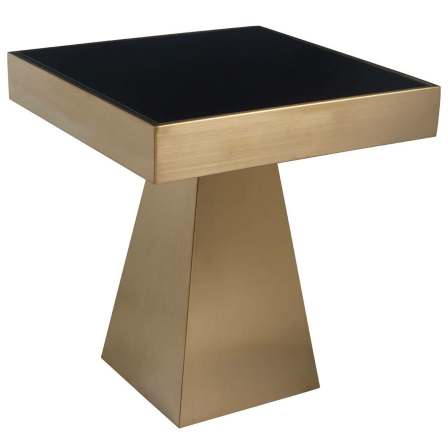 FURNITURE Fifty Five South Side Tables | Carlox Square Gold Finish Side Table