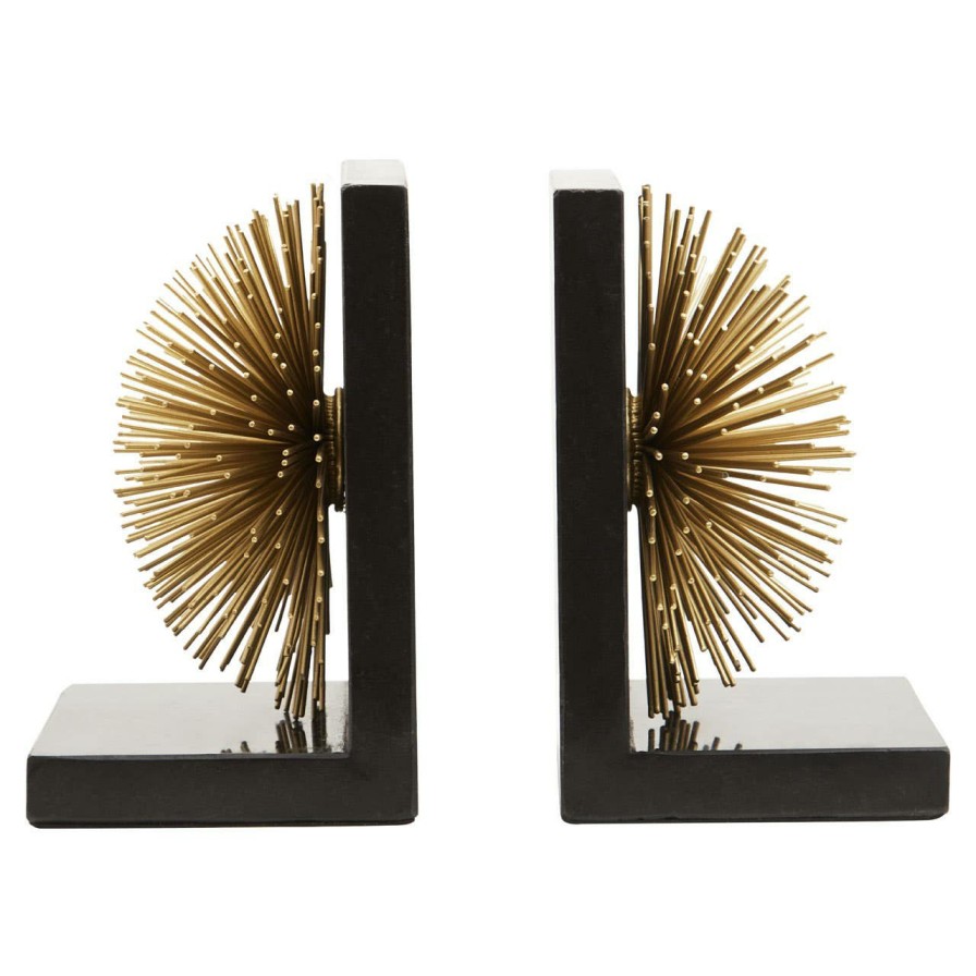 Accessories Fifty Five South Bookends | Mirano Set Of Two Gold Finish Starburst Bookends