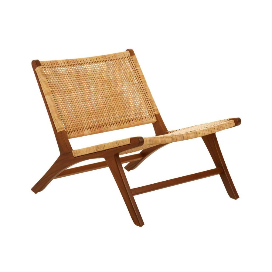 FURNITURE Fifty Five South Conservatory | Lovina Teak Wood And Natural Rattan Lounge Chair