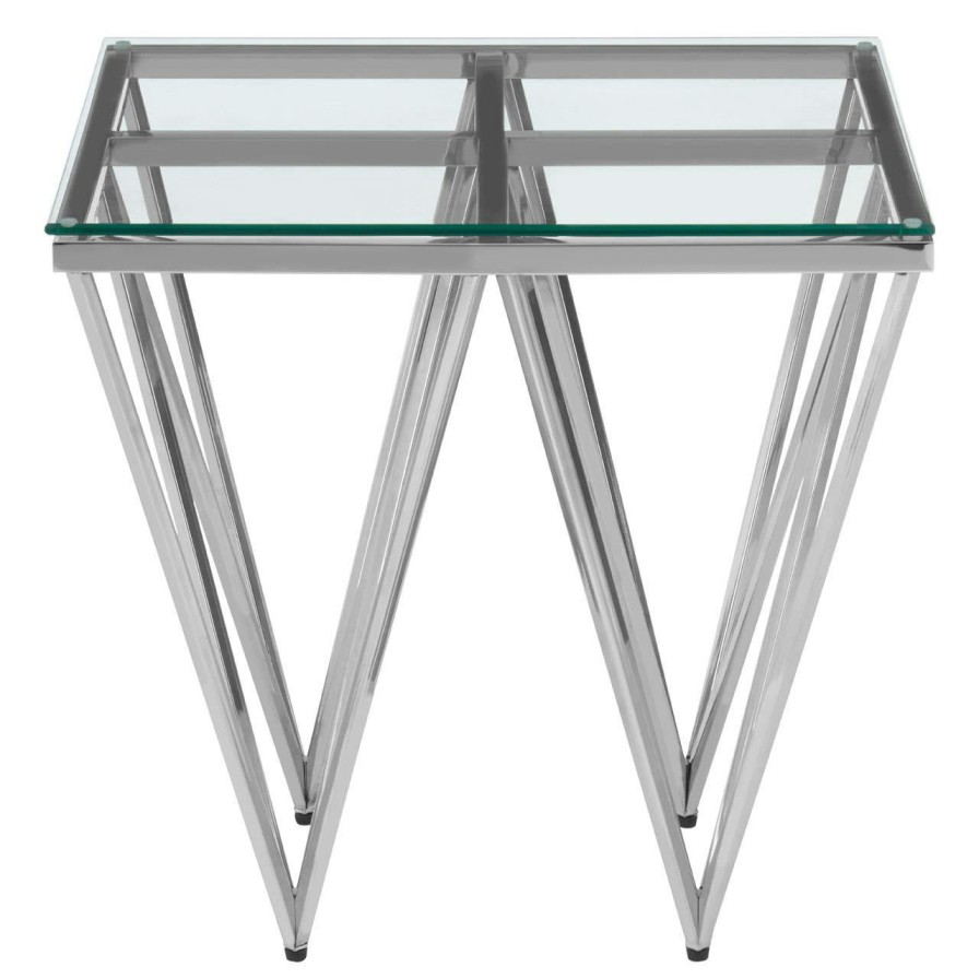 FURNITURE Premier Side Tables | Allure Silver Finish Spike Legs End Table