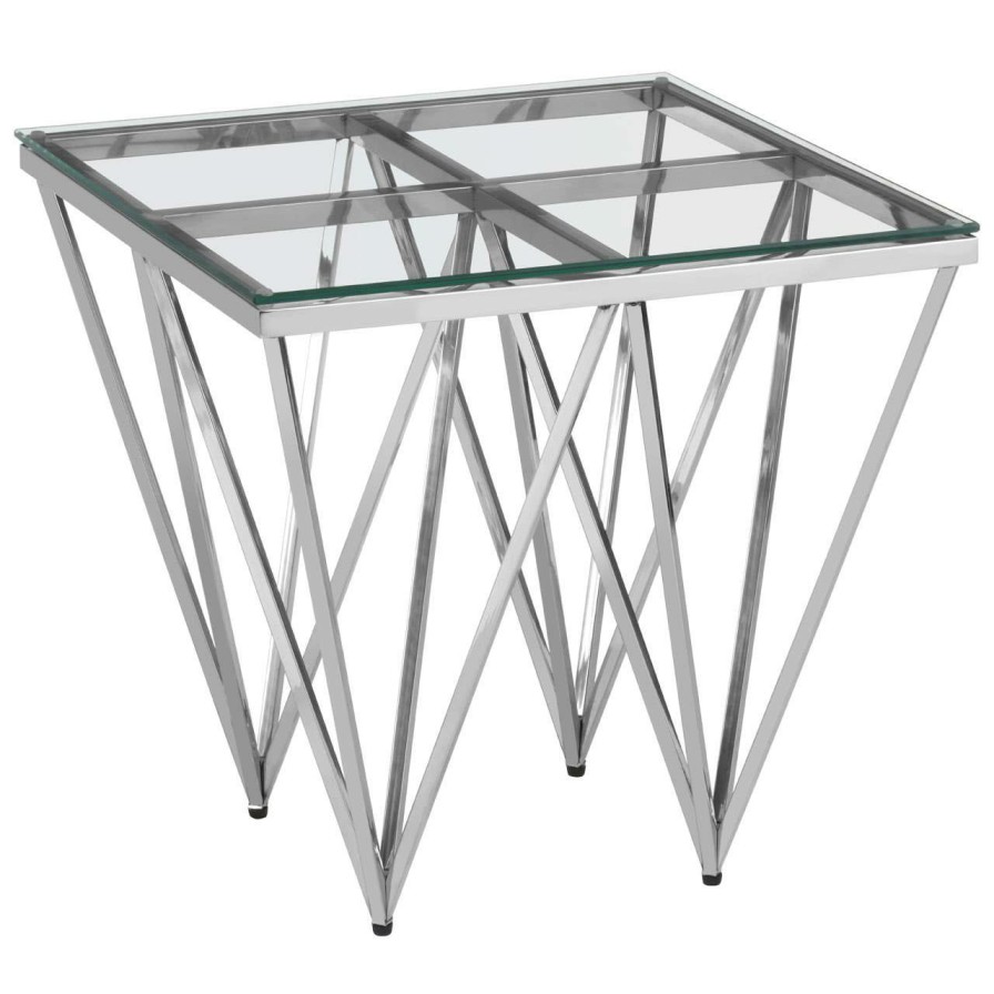 FURNITURE Premier Side Tables | Allure Silver Finish Spike Legs End Table