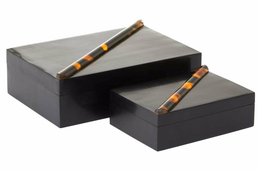 Accessories Fifty Five South Trays and Coasters | Roma Set Of Two Tortoise Shell Trinket Boxes