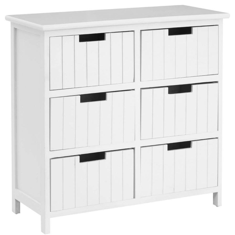 FURNITURE Premier Storage | New England White Mdf 6 Drawers Chest