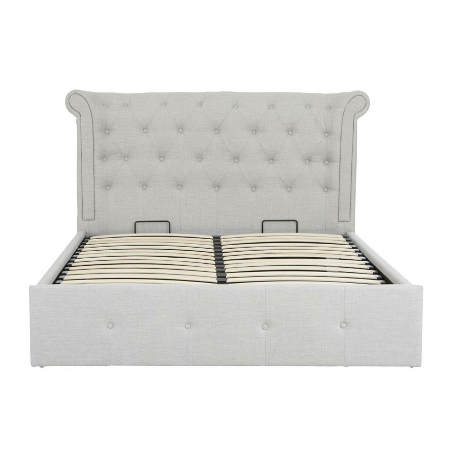 FURNITURE Premier Beds | Edison Kingsize Light Grey Hopsack Bed