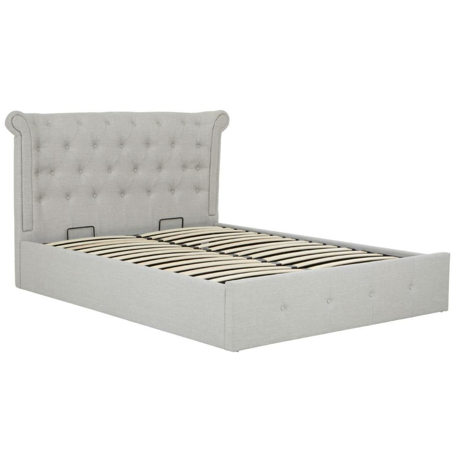 FURNITURE Premier Beds | Edison Kingsize Light Grey Hopsack Bed