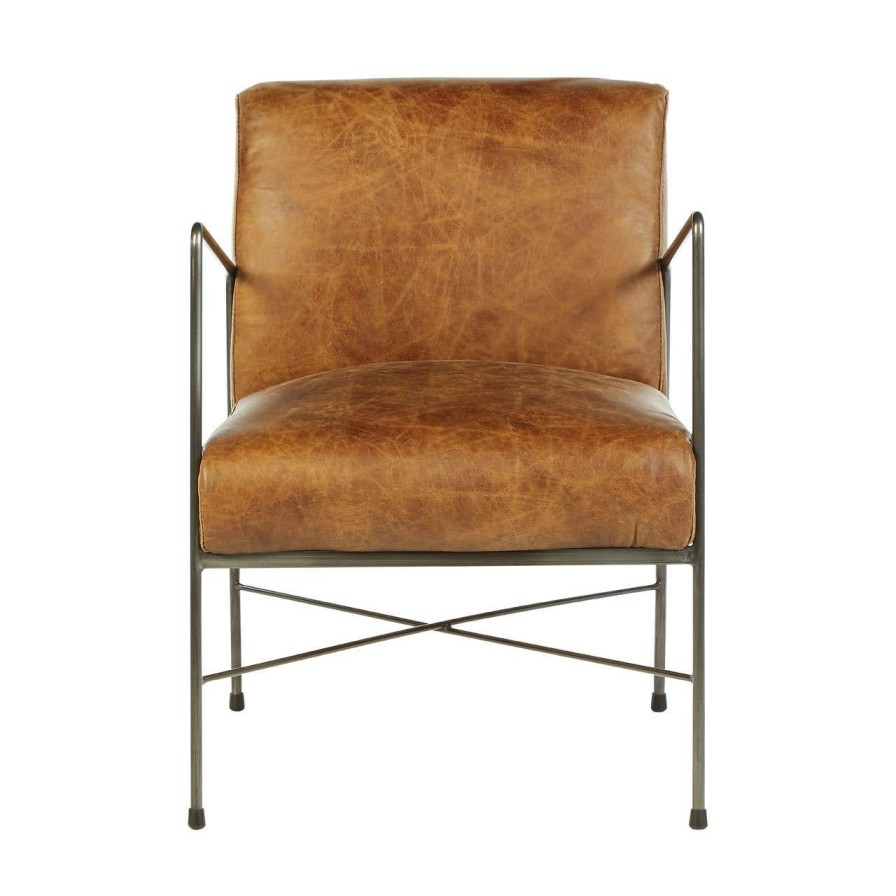 FURNITURE Fifty Five South Lounge Chairs | Hoxton Brown Leather Lounge Chair