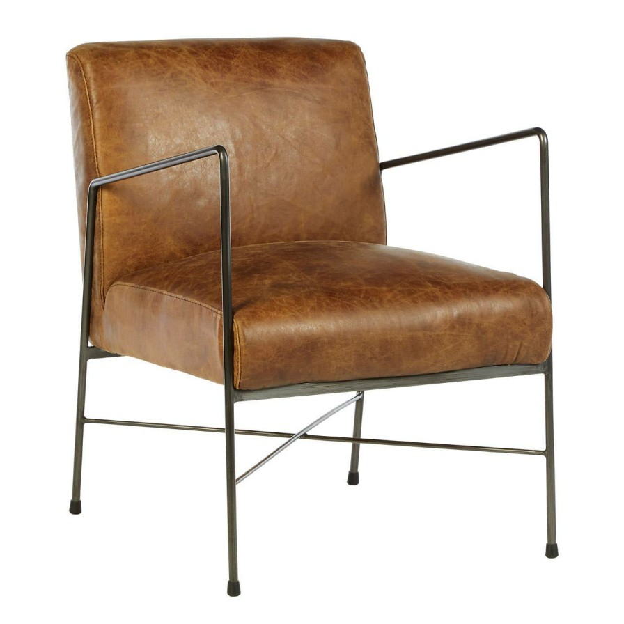 FURNITURE Fifty Five South Lounge Chairs | Hoxton Brown Leather Lounge Chair