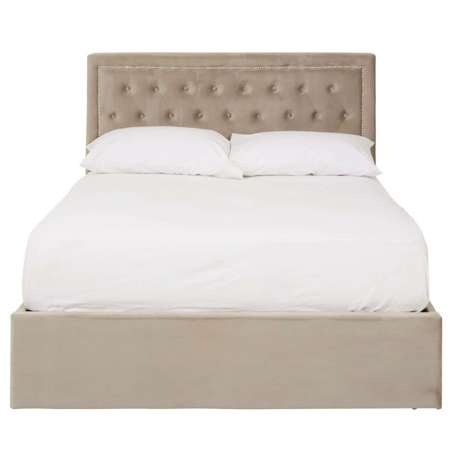 FURNITURE Premier Beds | Hannah Mink Velvet Double Ottoman Bed