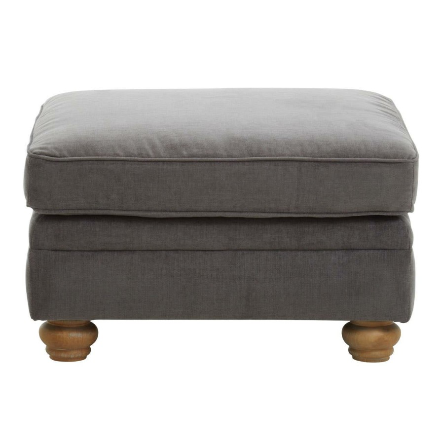 FURNITURE Fifty Five South Footstools | Spencer Grey Fabric Footstool