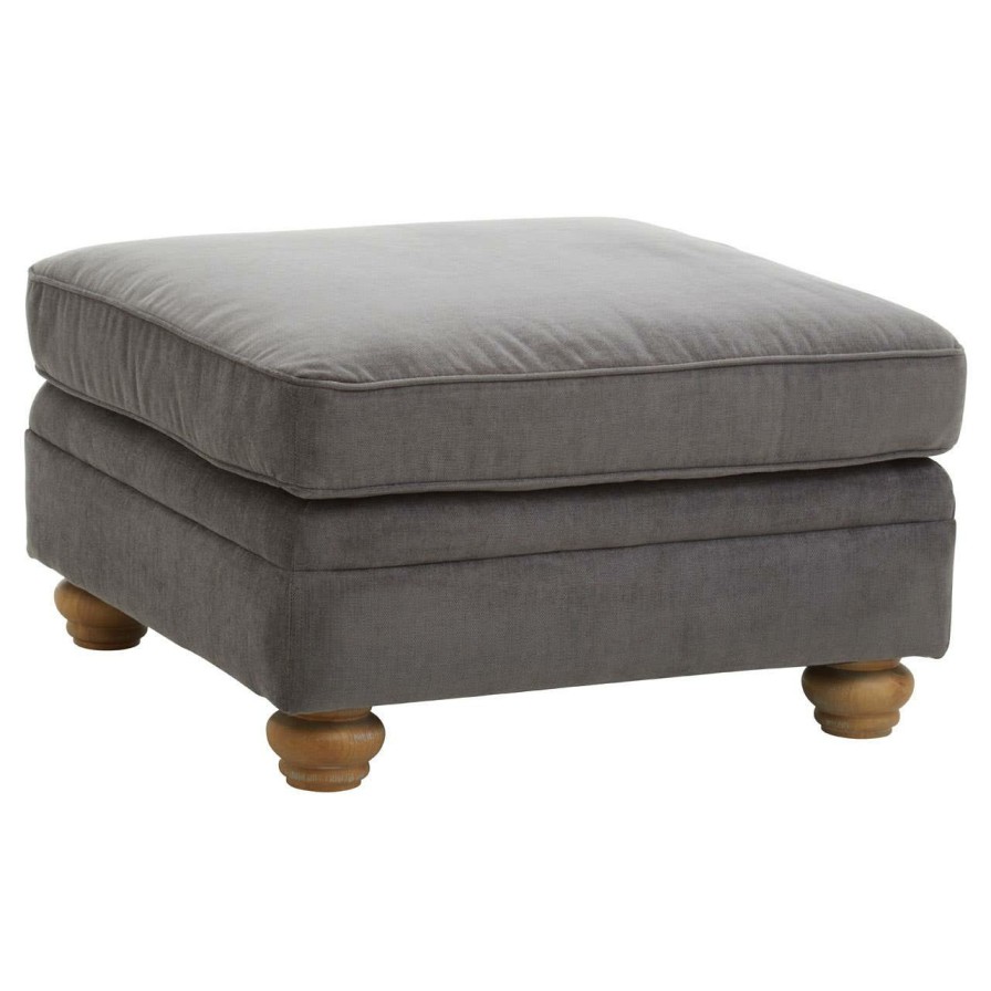 FURNITURE Fifty Five South Footstools | Spencer Grey Fabric Footstool