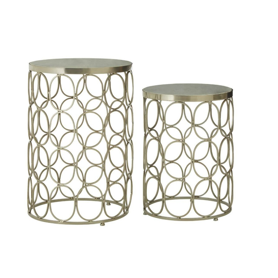 FURNITURE Fifty Five South Side Tables | Set Of Two Templar Nickel Side Tables