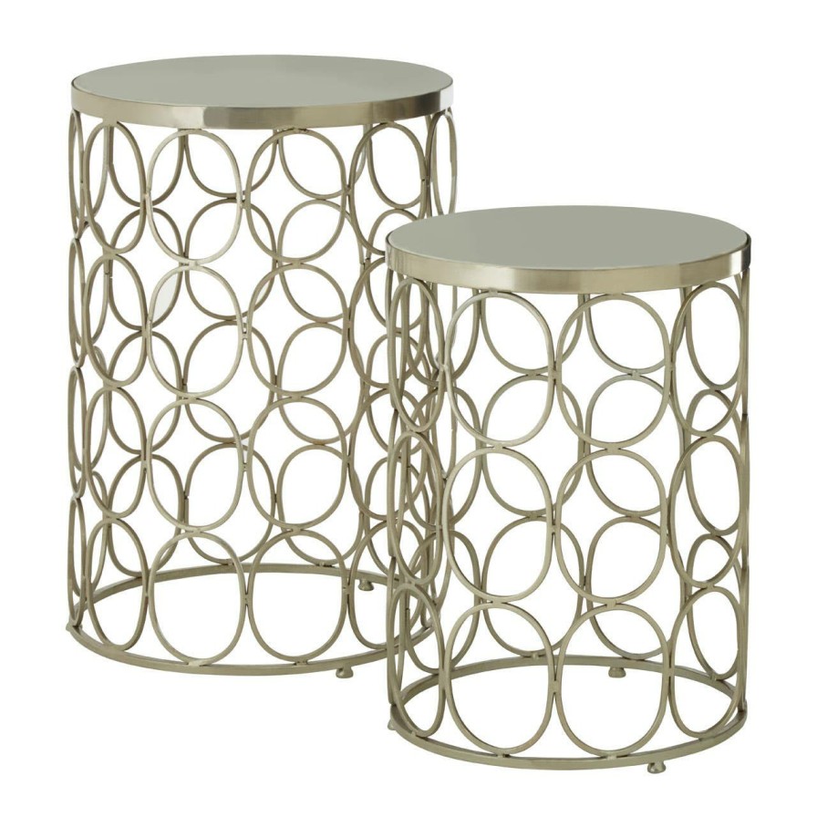 FURNITURE Fifty Five South Side Tables | Set Of Two Templar Nickel Side Tables