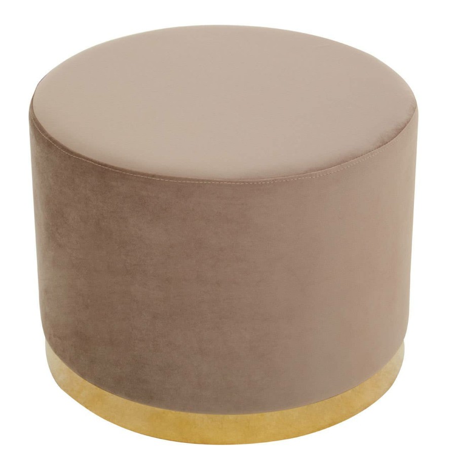 FURNITURE Fifty Five South Stools | Hagen Mink And Gold Round Stool