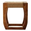 FURNITURE Fifty Five South Footstools | Sheesham Wood And Jute Boho Stool