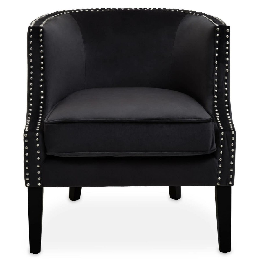 FURNITURE Premier Statement Chairs | Larissa Black Velvet Studded Chair