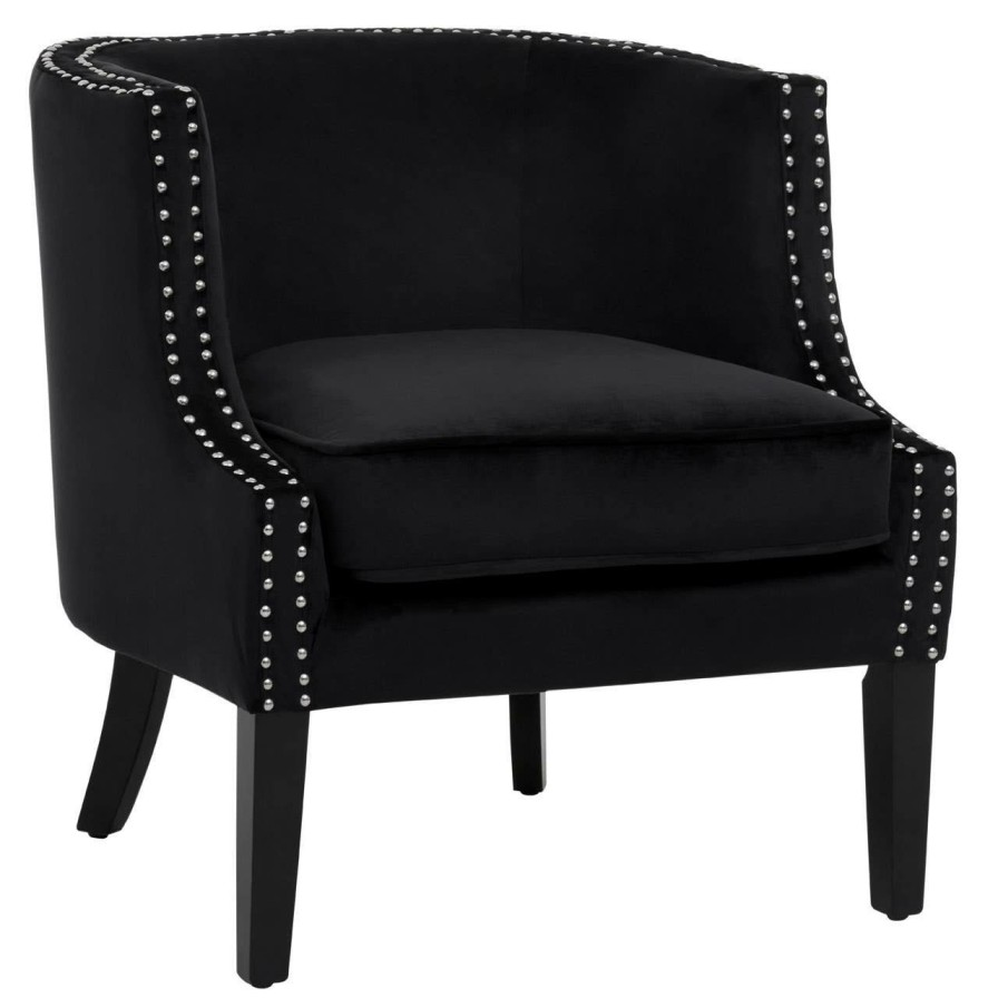 FURNITURE Premier Statement Chairs | Larissa Black Velvet Studded Chair